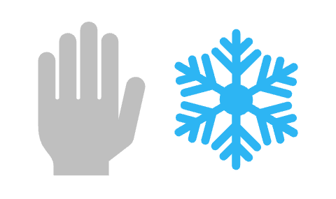 palmar cooling snowflake and hand